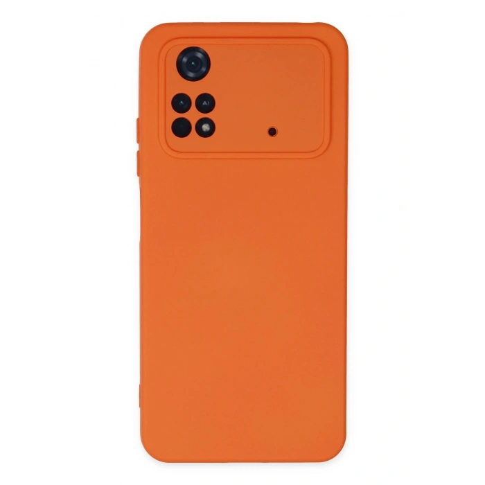 Mey İthalat®   Poco M4 Pro 4G Kılıf Nano içi Kadife Silikon - Turuncu