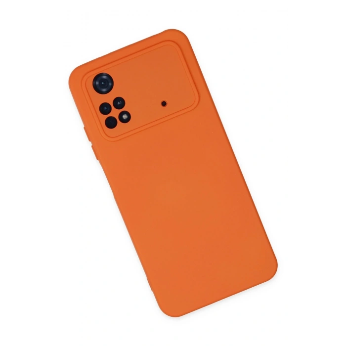 Mey İthalat®   Poco M4 Pro 4G Kılıf Nano içi Kadife Silikon - Turuncu