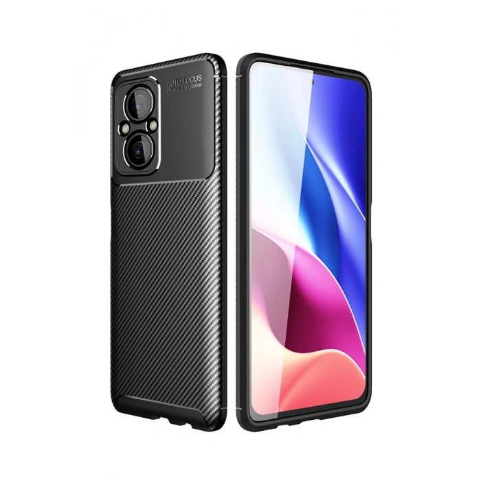 Mey İthalat®   Poco M5 Kılıf Auto Focus Karbon Kapak - Siyah