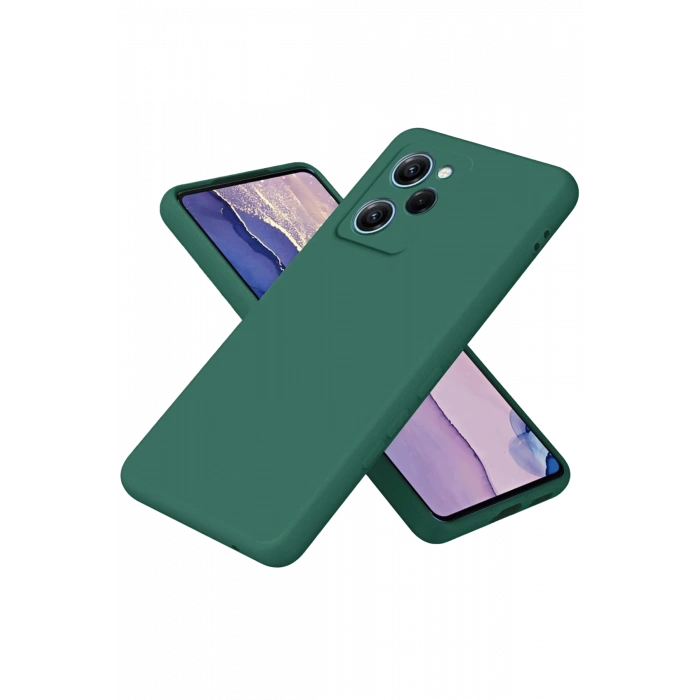 Mey İthalat®   Poco X5 Pro 5G Nano içi Kadife Silikon - Koyu Yeşil