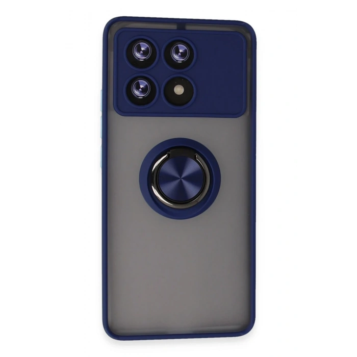 Mey İthalat®   Poco X6 Pro Kılıf Montreal Yüzüklü Silikon Kapak - Lacivert