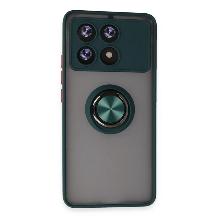 Mey İthalat®   Poco X6 Pro Kılıf Montreal Yüzüklü Silikon Kapak - Yeşil