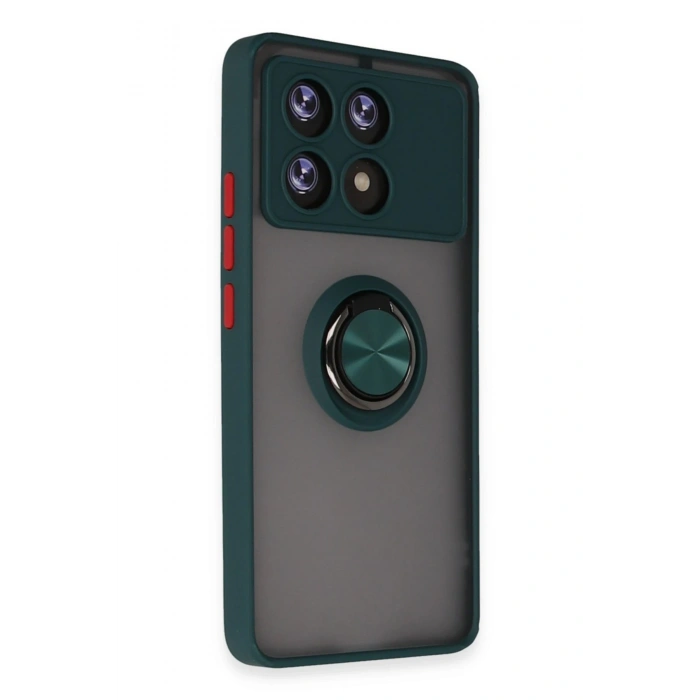 Mey İthalat®   Poco X6 Pro Kılıf Montreal Yüzüklü Silikon Kapak - Yeşil