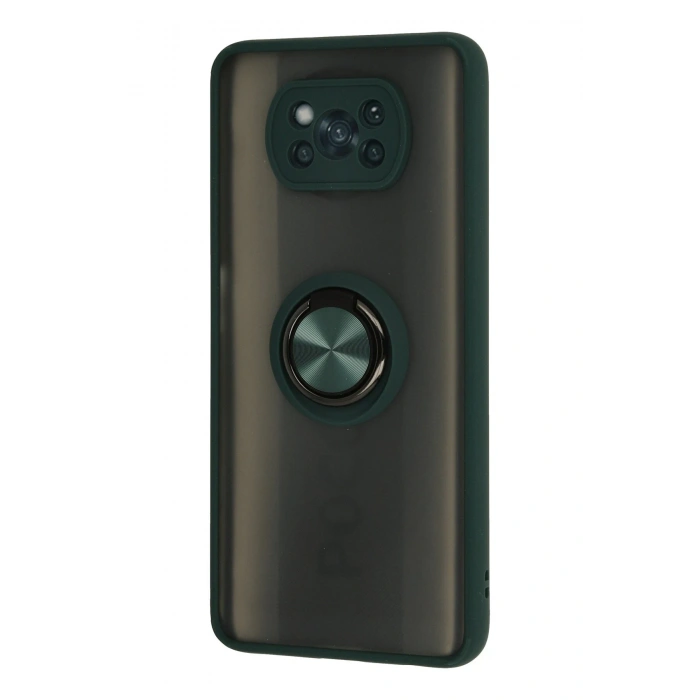 Mey İthalat®   Pocophone X3 Kılıf Montreal Yüzüklü Silikon Kapak - Yeşil
