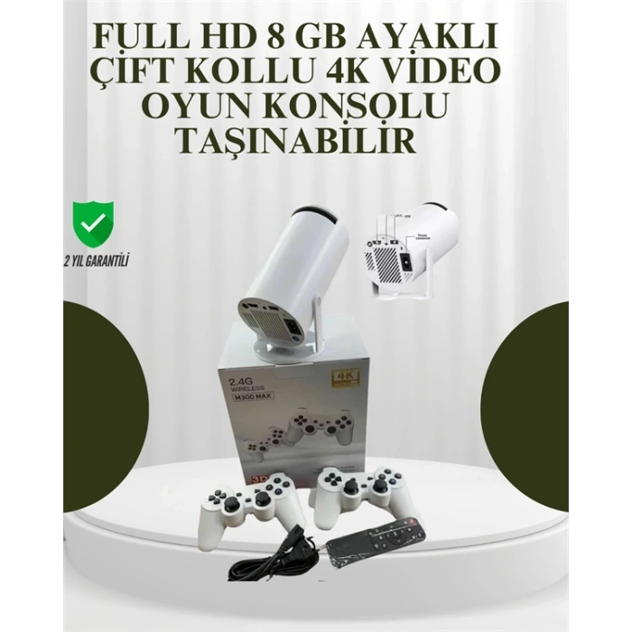 Mey İthalat® Portatif 4K Projeksiyon – 4.000 Uygulama, Kablosuz Yansıtma ve Bluetooth 5.0