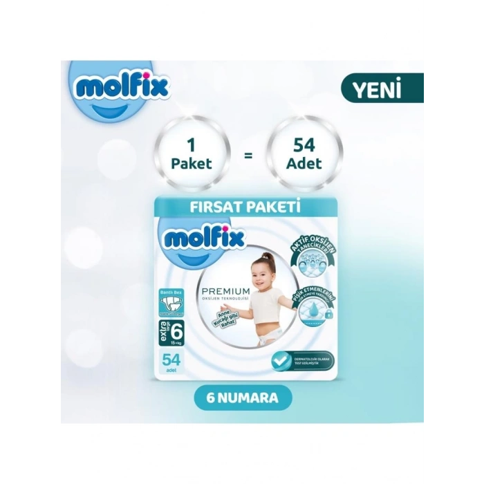 Mey İthalat®   Premium Bebek Bezi Ultra Fırsat Paketi 6 Beden 15+ Kg 54 Adet