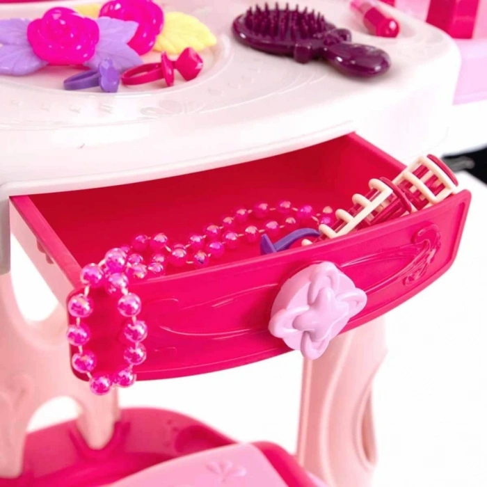 Mey İthalat® Pretty Pinky Işıklı ve Sesli Makyaj Masası Oyun Seti