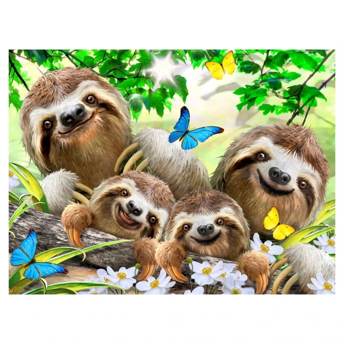 Mey İthalat® Prime 3D Tembel Hayvan Pelüş ve Selfie 48 Parça Puzzle 15804