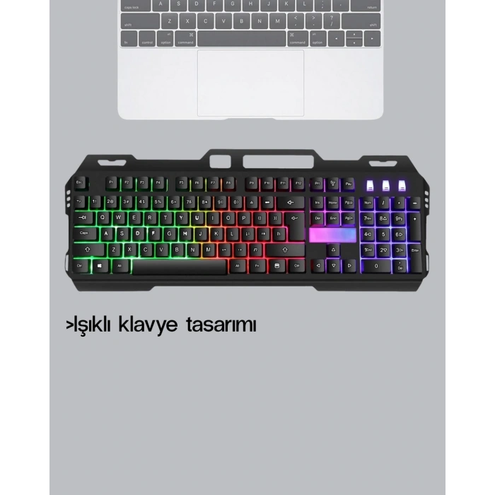 Mey İthalat® Profesyonel  Klavye Mouse Seti – RGB Işıklı, Türkçe Q, DPI Ayarlı, Dayanıklı Gövde