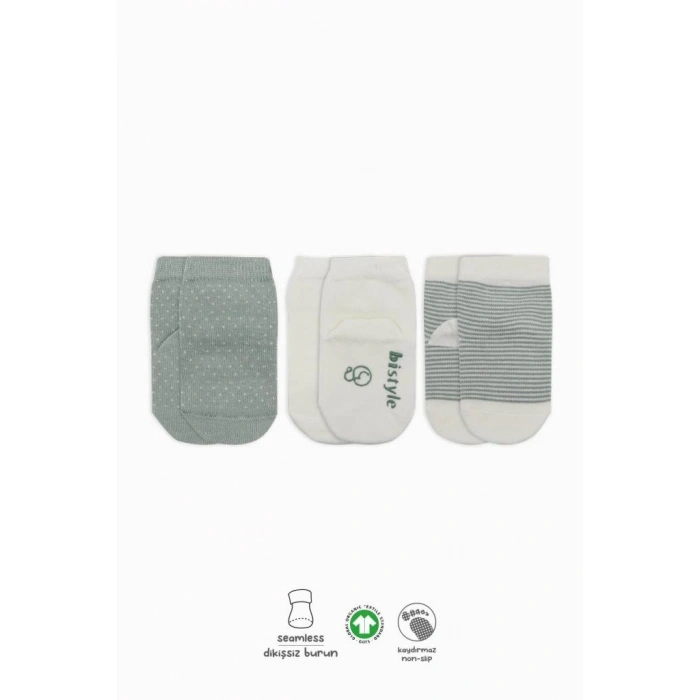 Mey İthalat®  Puanlı Kaymaz Penye Soket Çorap 3Lü BS10108 Nil (ADET FİYATIDIR)