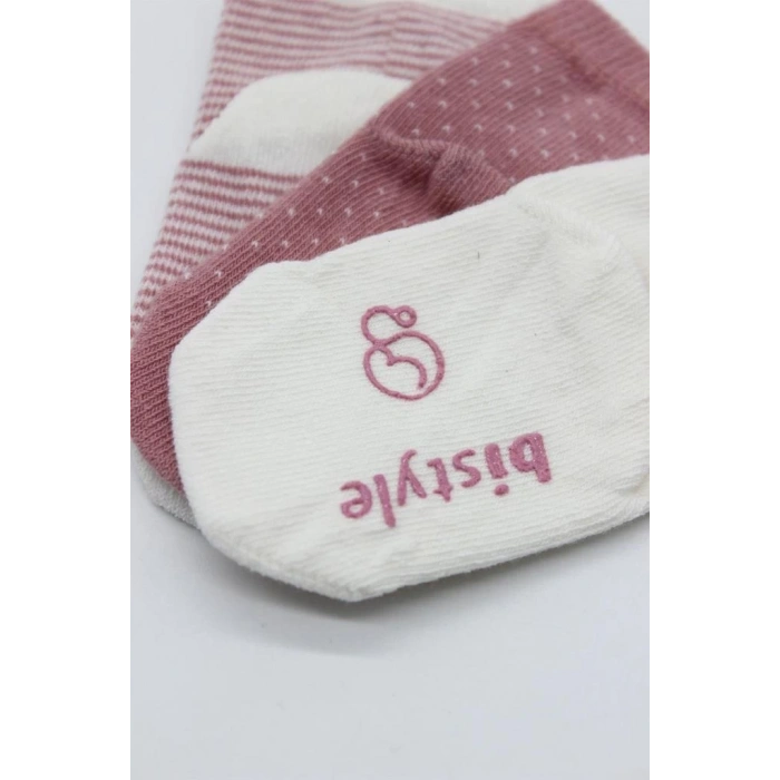 Mey İthalat®  Puanlı Kaymaz Penye Soket Çorap 3Lü BS10108 Pudra