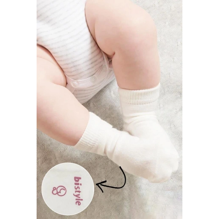 Mey İthalat®  Puanlı Kaymaz Penye Soket Çorap 3Lü BS10108 Pudra