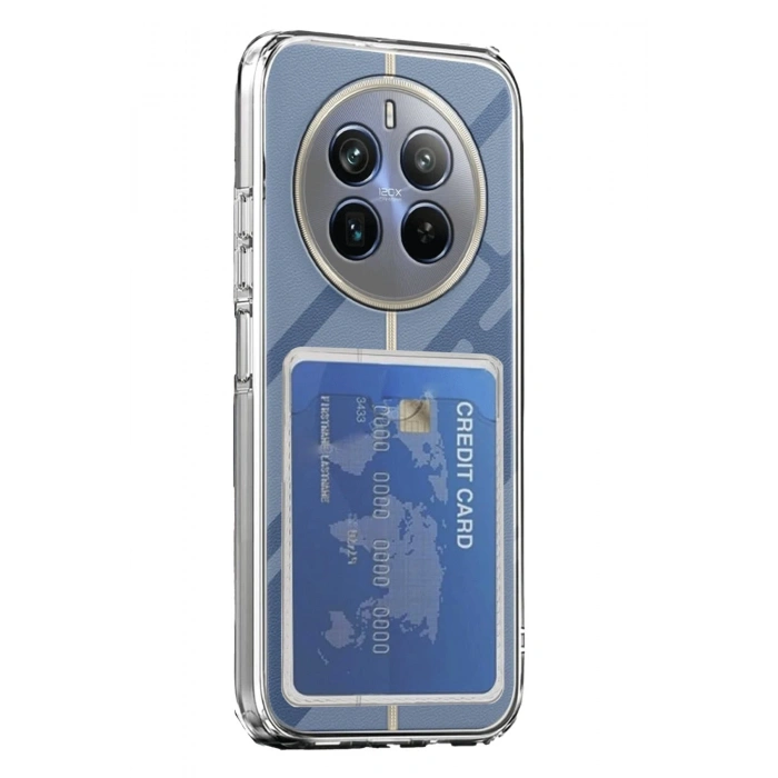 Mey İthalat®  Realme 12 Pro Kılıf Kart Şeffaf Silikon - Şeffaf
