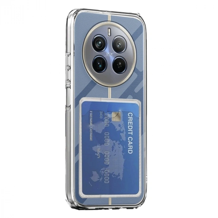 Mey İthalat®  Realme 12 Pro Kılıf Kart Şeffaf Silikon - Şeffaf