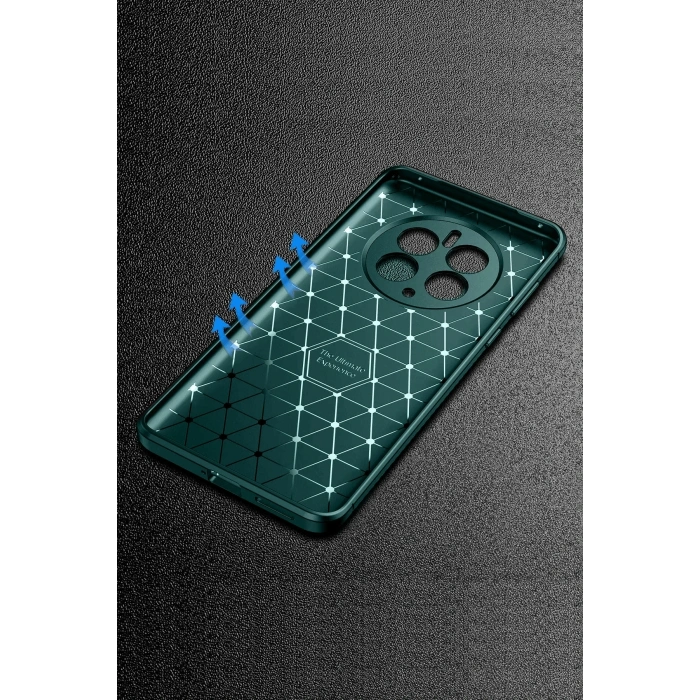 Mey İthalat®  Realme 12 Pro Plus Kılıf Auto Focus Karbon Kapak - Koyu Yeşil