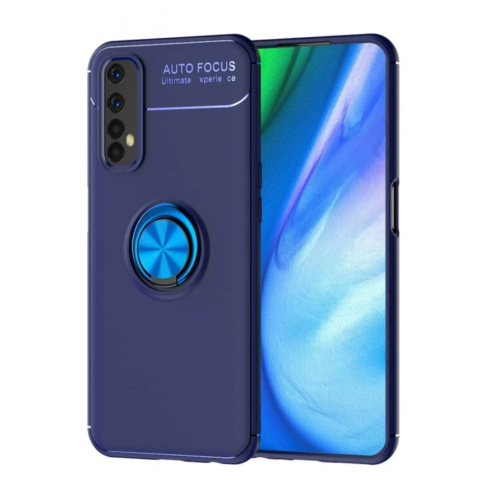 Mey İthalat®  Realme 7 Kılıf Range Yüzüklü Silikon - Mavi