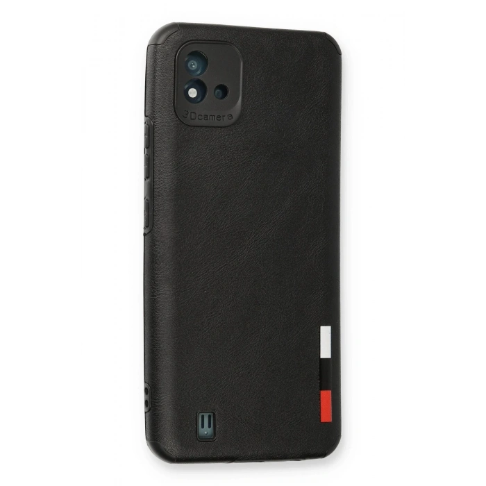 Mey İthalat®  Realme C11 2021 Kılıf Loop Deri Silikon - Siyah