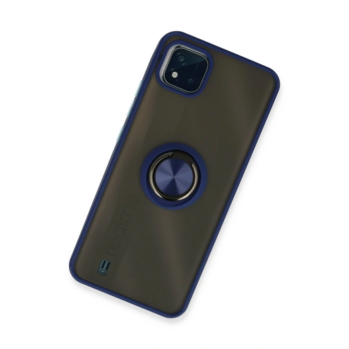 Mey İthalat®  Realme C11 2021 Kılıf Montreal Yüzüklü Silikon Kapak - Lacivert