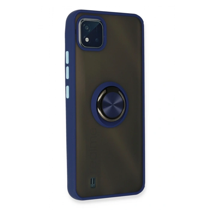 Mey İthalat®  Realme C11 2021 Kılıf Montreal Yüzüklü Silikon Kapak - Lacivert