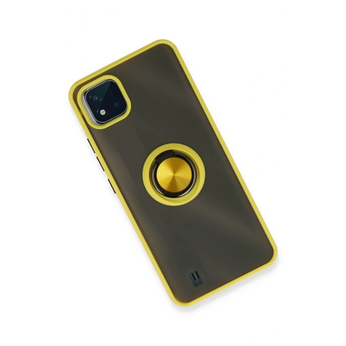 Mey İthalat®  Realme C11 2021 Kılıf Montreal Yüzüklü Silikon Kapak - Sarı