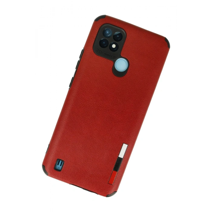 Mey İthalat®  Realme C21 Kılıf Loop Deri Silikon - Kırmızı
