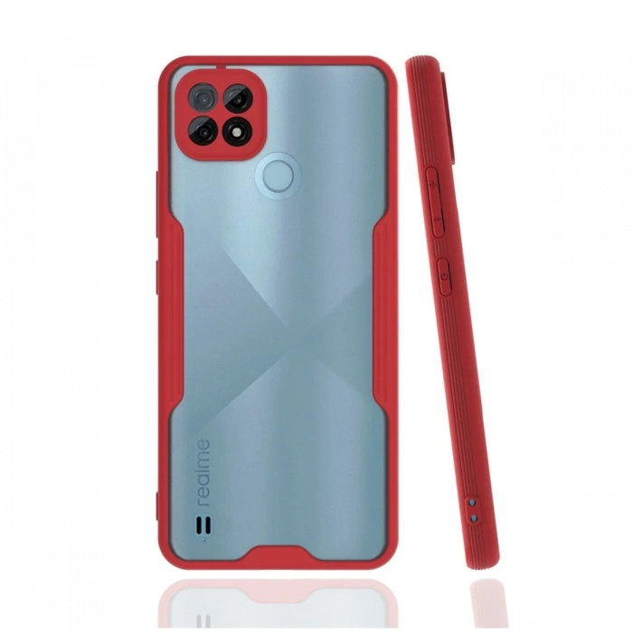 Mey İthalat®  Realme C21 Kılıf Platin Silikon - Kırmızı