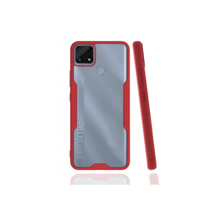 Mey İthalat®  Realme C25 Kılıf Platin Silikon - Kırmızı