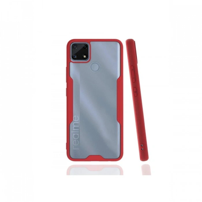 Mey İthalat®  Realme C25 Kılıf Platin Silikon - Kırmızı