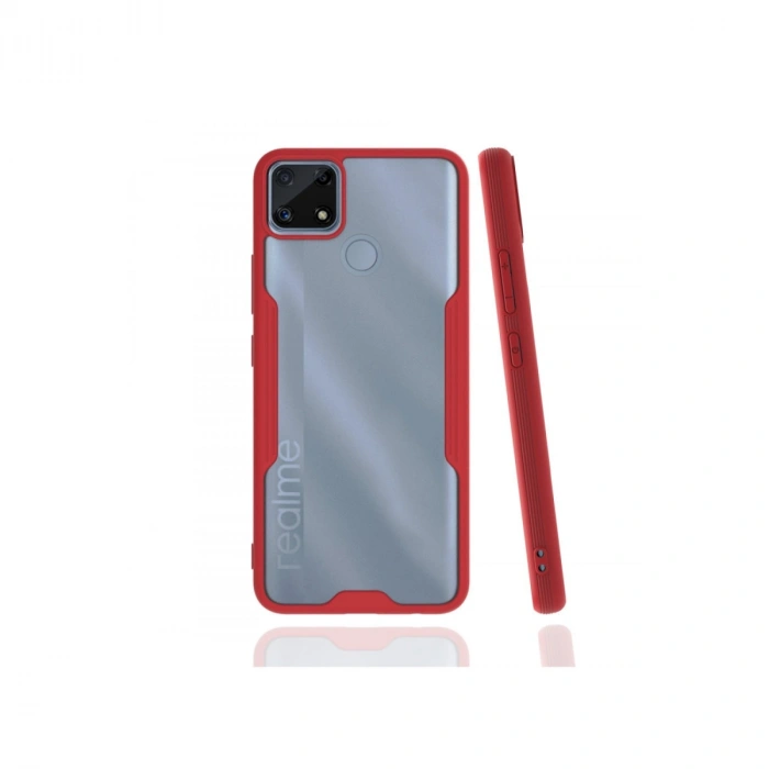 Mey İthalat®  Realme C25 Kılıf Platin Silikon - Kırmızı
