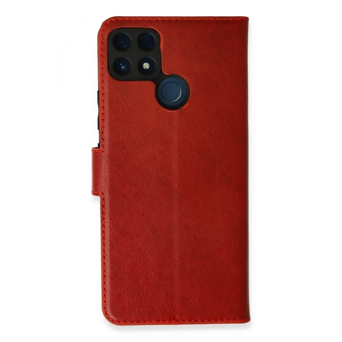 Mey İthalat®  Realme C25 Kılıf Trend S Plus Kapaklı Kılıf - Kırmızı