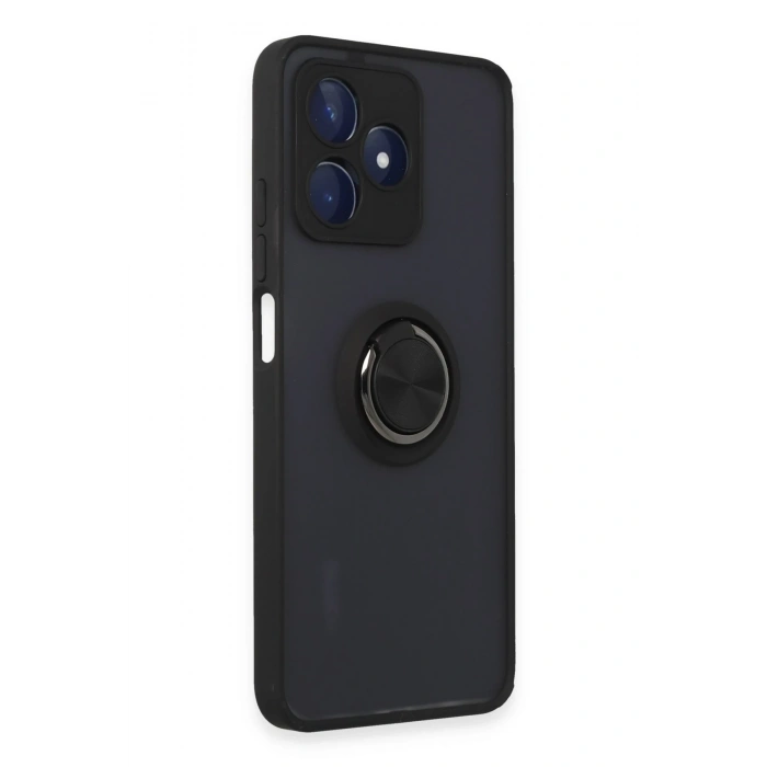 Mey İthalat®  Realme C53 Kılıf Montreal Yüzüklü Silikon Kapak - Siyah