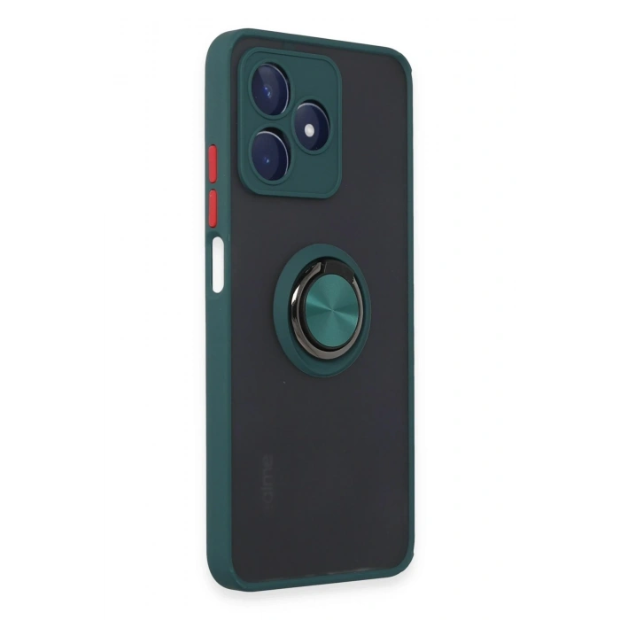 Mey İthalat®  Realme C53 Kılıf Montreal Yüzüklü Silikon Kapak - Yeşil