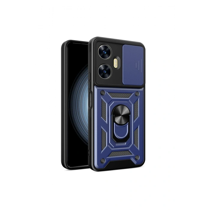 Mey İthalat®  Realme C55 Kılıf Pars Lens Yüzüklü Silikon - Lacivert