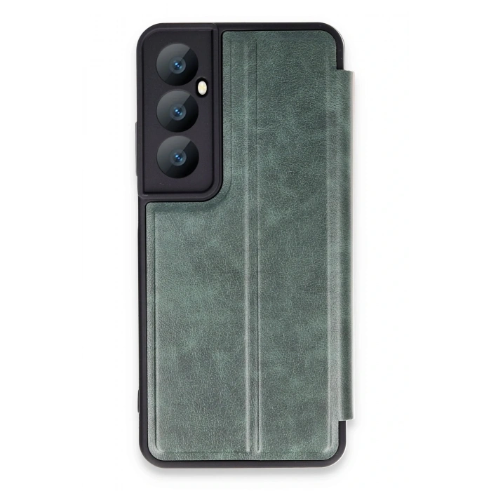 Mey İthalat®  Realme C65 Kılıf Flip Cover - Koyu Yeşil