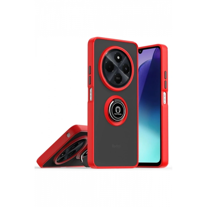 Mey İthalat®  Realme C75 4G Kılıf Montreal Yüzüklü Silikon Kapak - Kırmızı