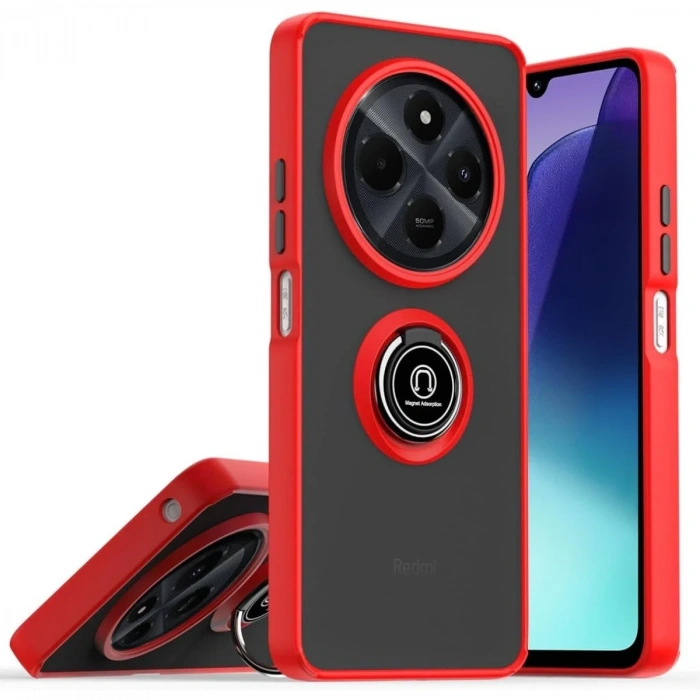 Mey İthalat®  Realme C75 4G Kılıf Montreal Yüzüklü Silikon Kapak - Kırmızı
