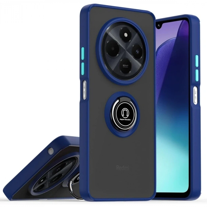 Mey İthalat®  Realme C75 4G Kılıf Montreal Yüzüklü Silikon Kapak - Lacivert