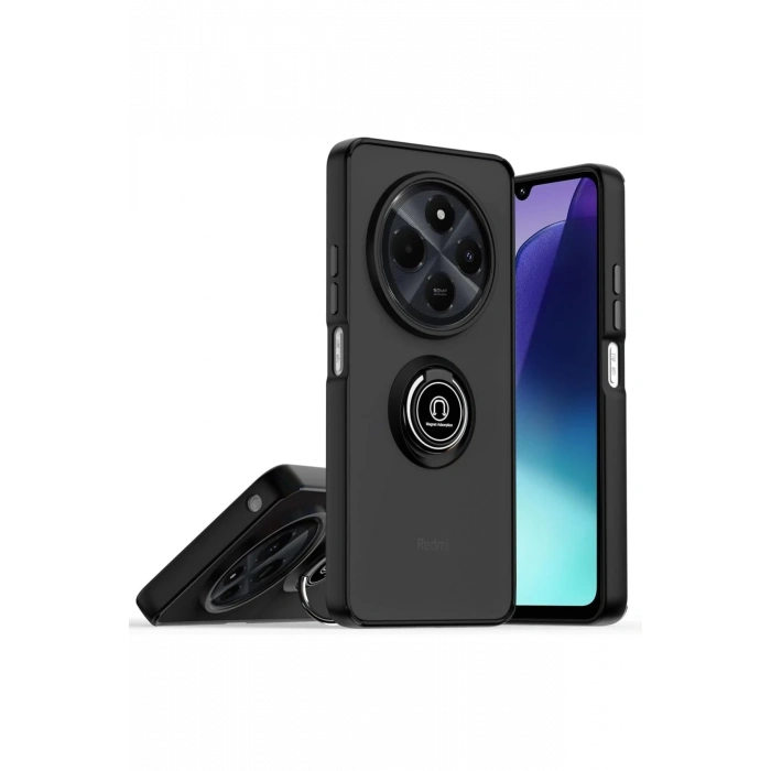Mey İthalat®  Realme C75 4G Kılıf Montreal Yüzüklü Silikon Kapak - Siyah