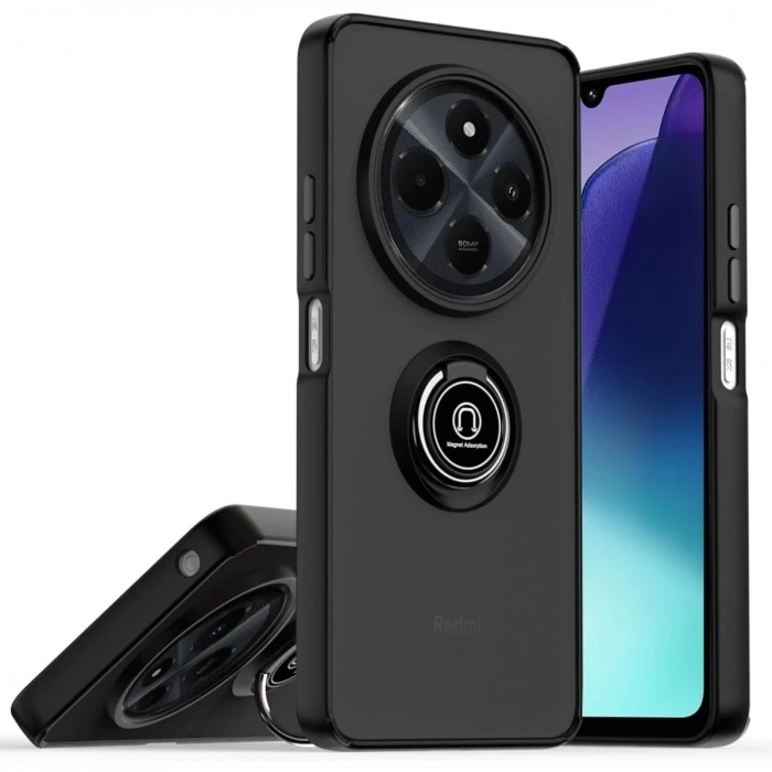 Mey İthalat®  Realme C75 4G Kılıf Montreal Yüzüklü Silikon Kapak - Siyah