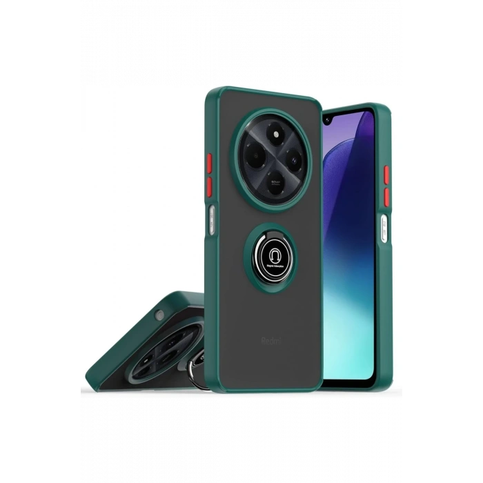 Mey İthalat®  Realme C75 4G Kılıf Montreal Yüzüklü Silikon Kapak - Yeşil