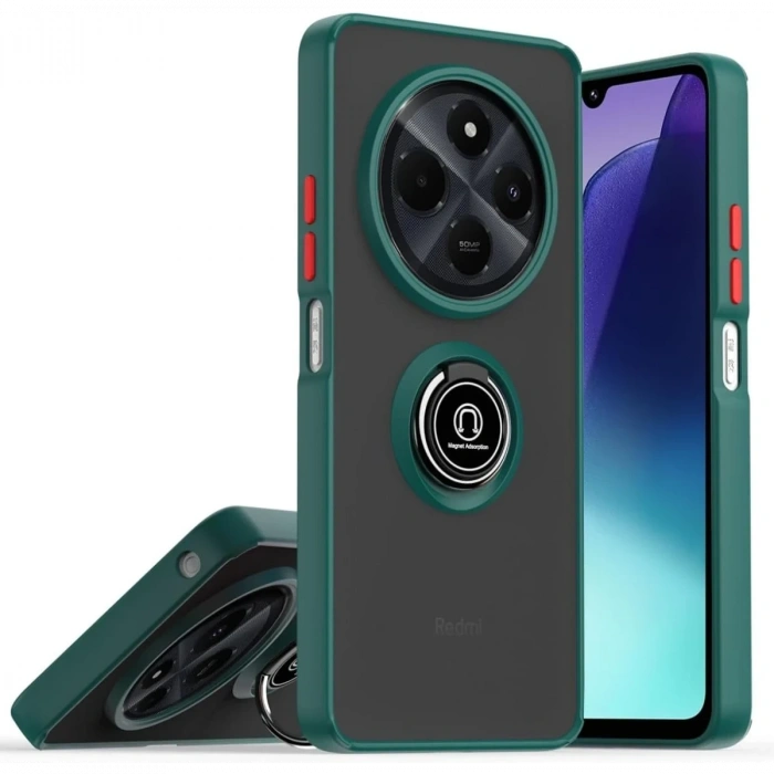 Mey İthalat®  Realme C75 4G Kılıf Montreal Yüzüklü Silikon Kapak - Yeşil