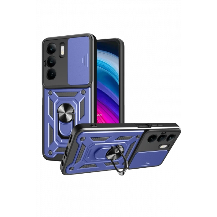 Mey İthalat®  Realme C75 4G Kılıf Pars Lens Yüzüklü Silikon - Lacivert