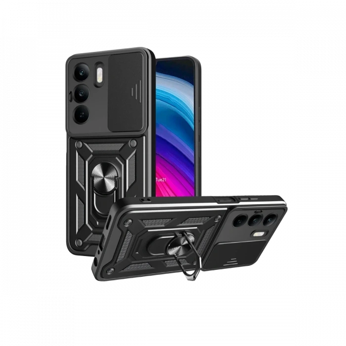 Mey İthalat®  Realme C75 4G Kılıf Pars Lens Yüzüklü Silikon - Siyah