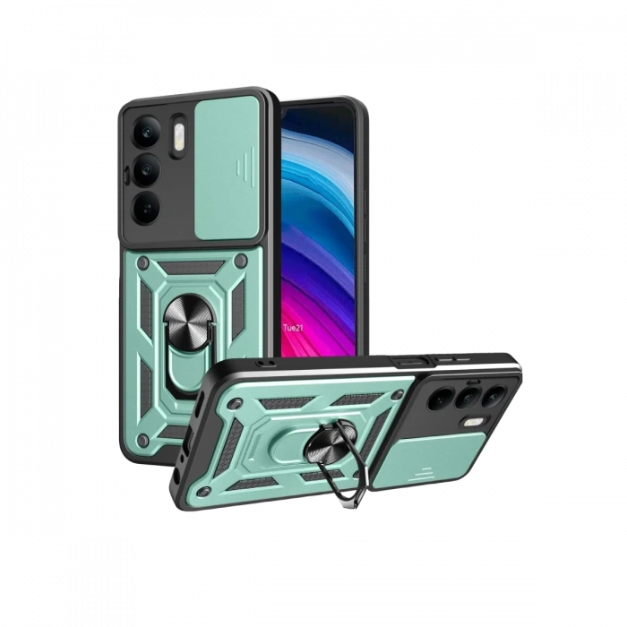 Mey İthalat®  Realme C75 4G Kılıf Pars Lens Yüzüklü Silikon - Yeşil