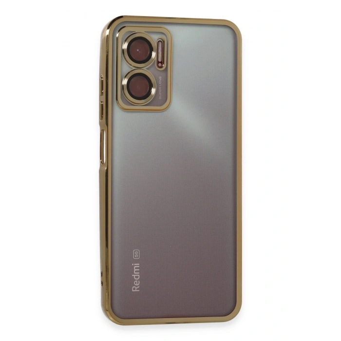Mey İthalat®   Redmi 10 5G Kılıf  Lensli Silikon - Gold