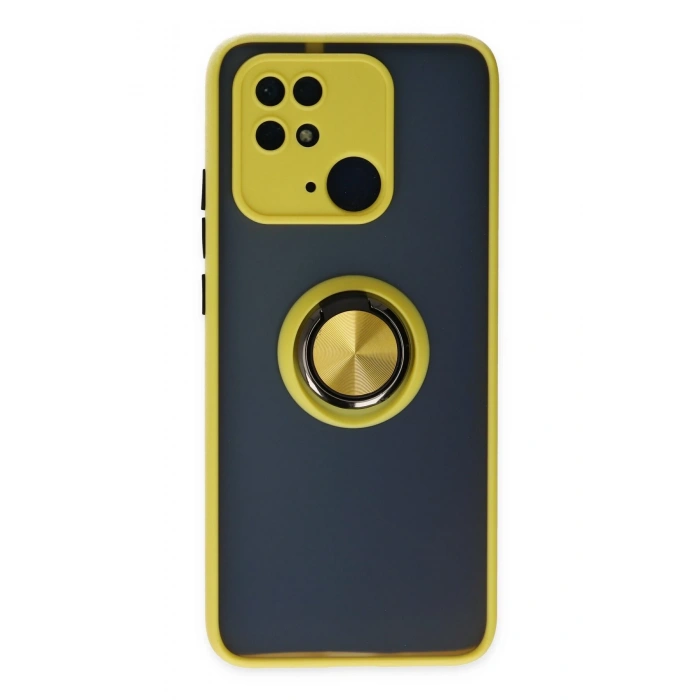 Mey İthalat®   Redmi 10C Kılıf Montreal Yüzüklü Silikon Kapak - Sarı