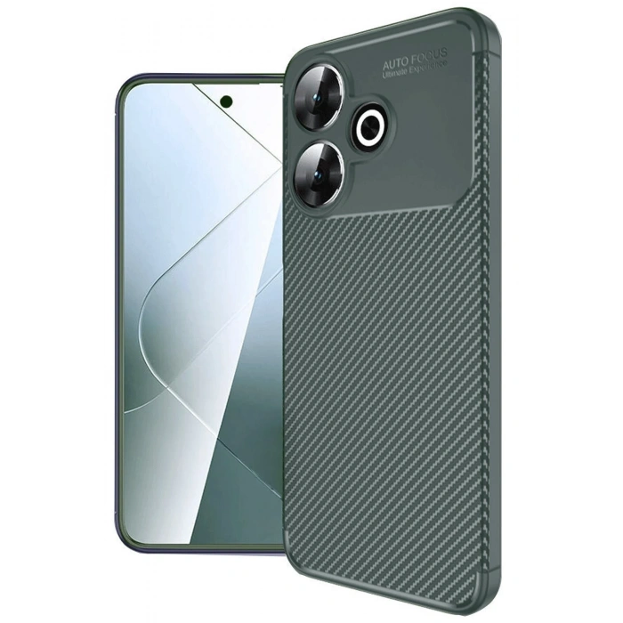 Mey İthalat®   Redmi 13 4G Kılıf Auto Focus Karbon Kapak - Koyu Yeşil