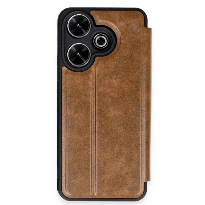 Mey İthalat®   Redmi 13 4G Kılıf Flip Cover - Taba