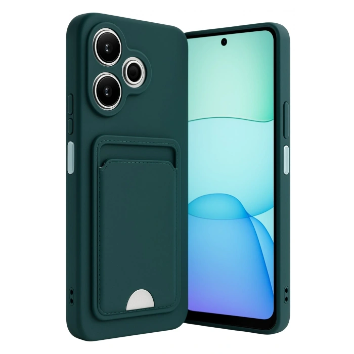 Mey İthalat®   Redmi 13 4G Kılıf Kelvin Kartvizitli Silikon - Koyu Yeşil