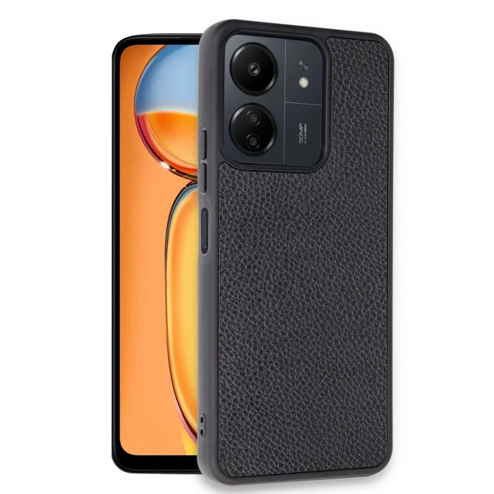 Mey İthalat®   Redmi 13C Kılıf Aras Deri Kapak - Siyah